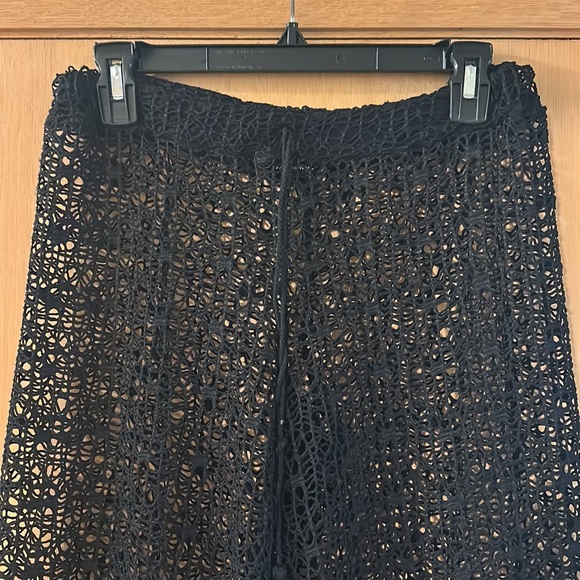 Haebaragi Women’s Mesh Crochet Sheer Wide Leg Pants Swim Coverup Black S-M - Picture 2 of 8